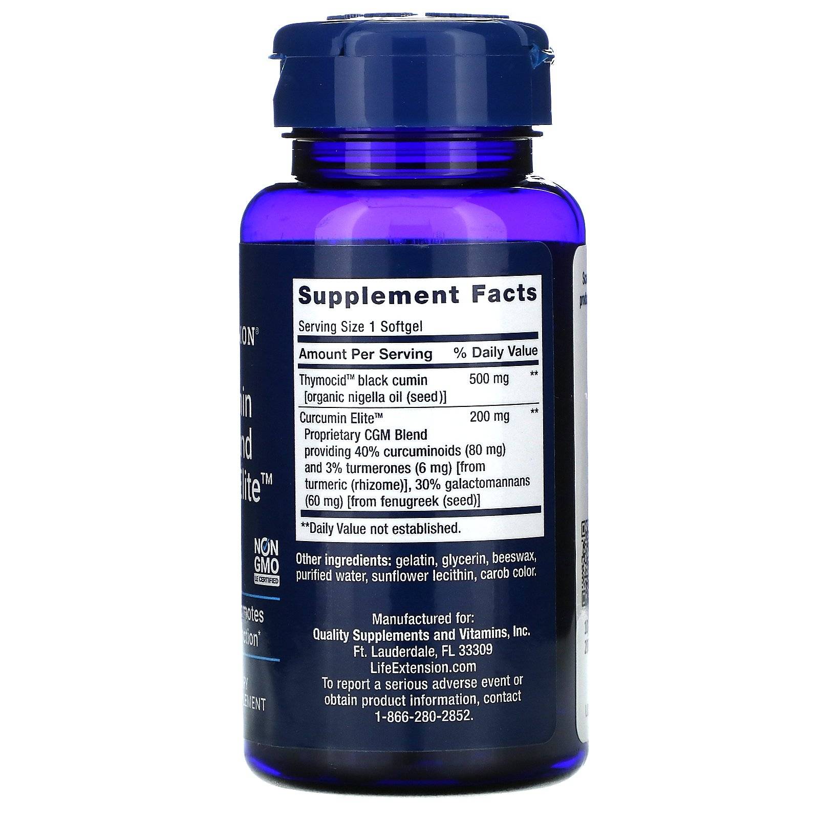 LIFE EXTENSION BLACK CUMIN SEED OIL AND CURCUMIN ELITE 60S